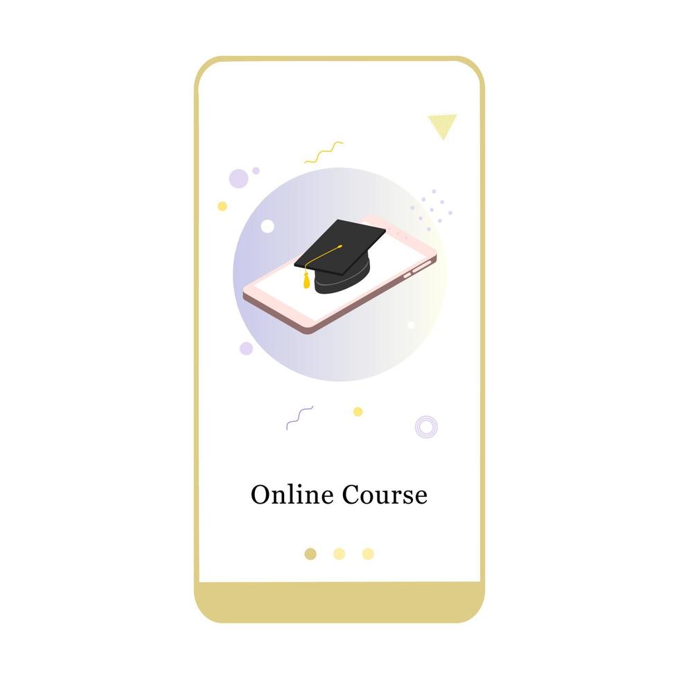 Online course, university studies, e-learning, business training, webinar. Menu vector banner template for interface UX, UI GUI screen mobile development. Website design 3D isometric flat illustration