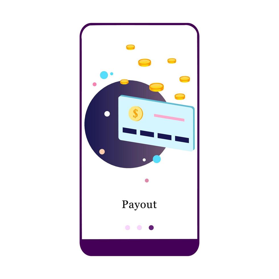 E-payment mobile app page onboarding screen. Application design for Easy Payment, Payout, Credit Card, Loan Payment, and Point Accumulation. UI on boarding screens mobile template vector illustration.