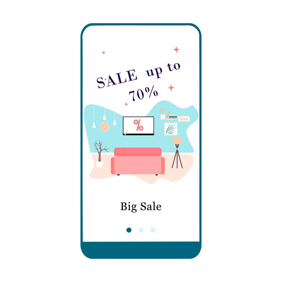 Vector illustration of Big sale, Special Gifts and Best Discount on the onboarding app screen and web concept. Modern interface onboard UX, UI GUI screen template for smart phone or web site banner.