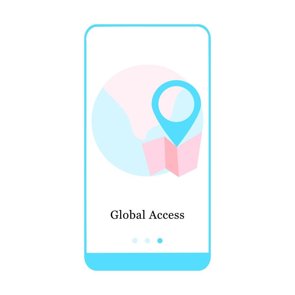 Global education access, global connection, travel, online order tracking mobile app onboarding screen. Menu vector banner template for interface UX, UI GUI screen mobile development illustration.