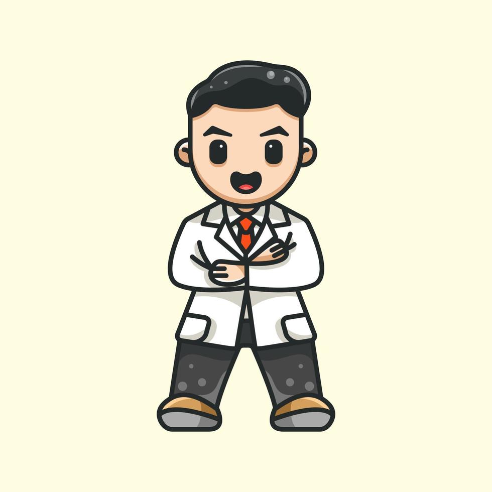 lindo doctor para icono de personaje logo pegatina e ilustración vector