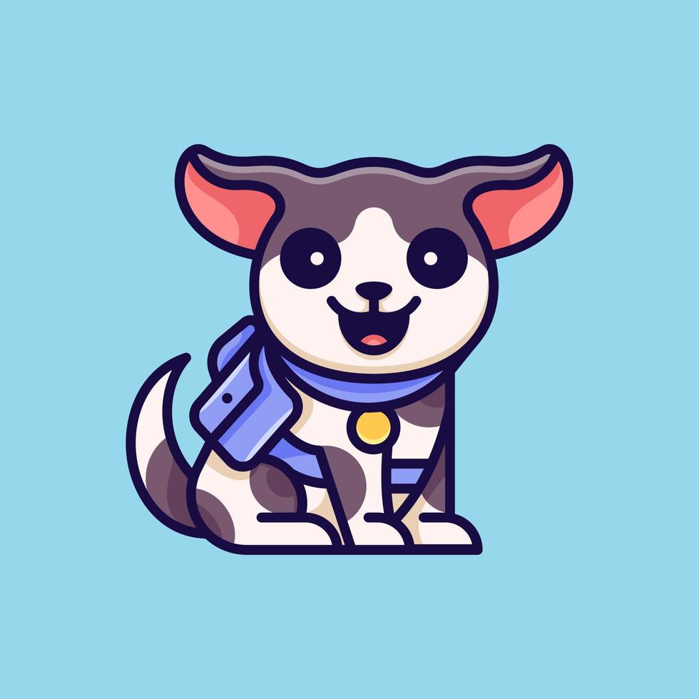 perro de aventura para personaje, icono, logotipo, pegatina e ilustración vector