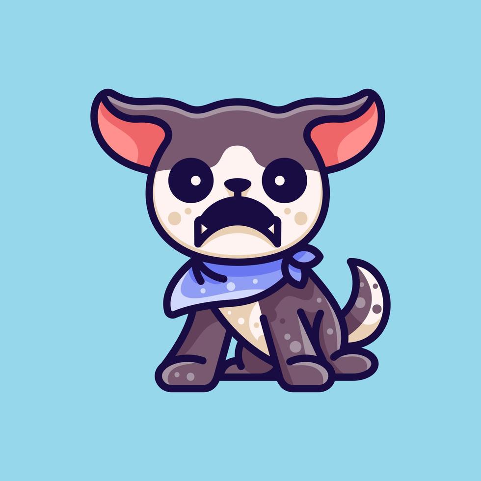 perro enojado con pañuelo para personaje, icono, logotipo, pegatina e ilustración vector