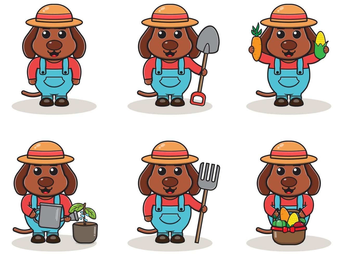 Vector illustration of Dog farmer cartoon.