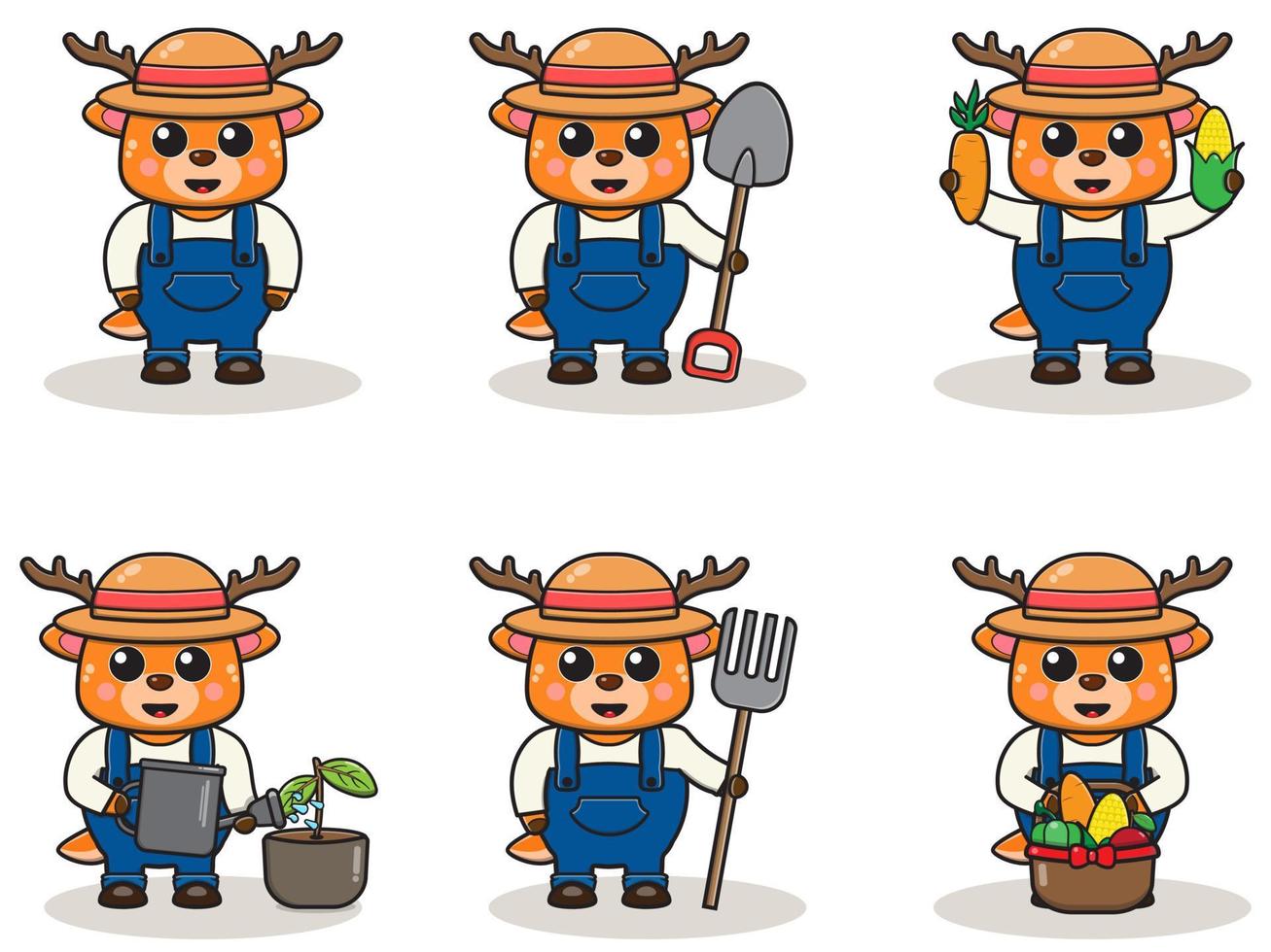 Vector illustration of Deer farmer cartoon.