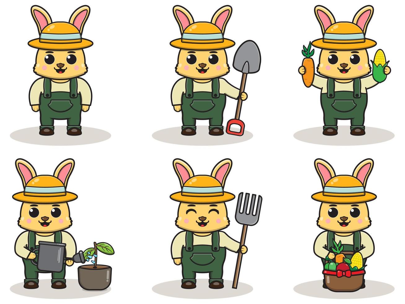 Vector illustration of Rabbit farmer cartoon.