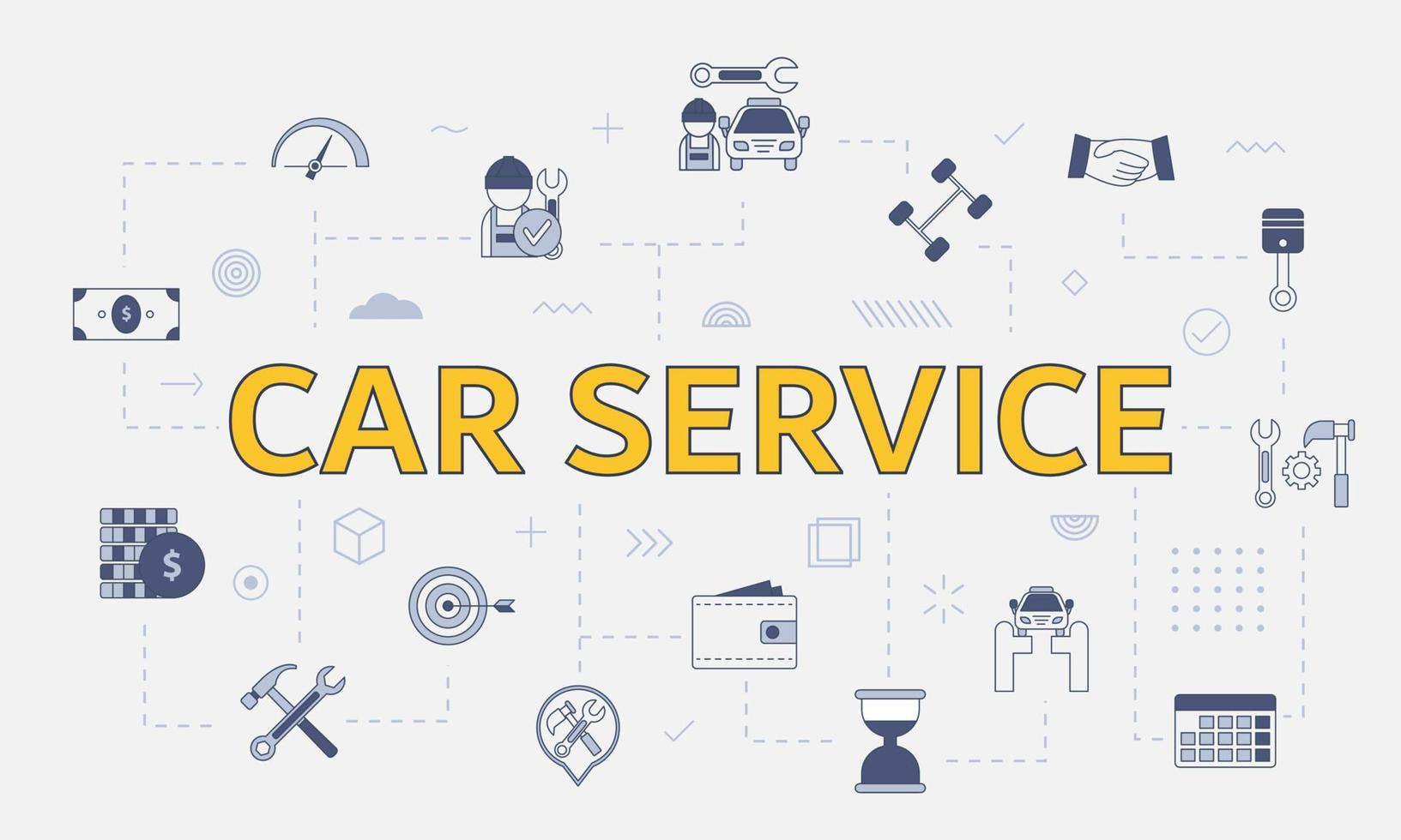 car services concept with icon set with big word or text on center vector