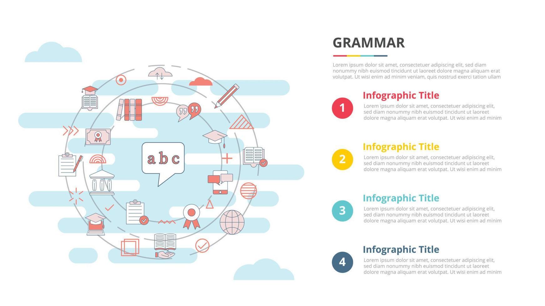 grammar concept for infographic template banner with four point list information vector