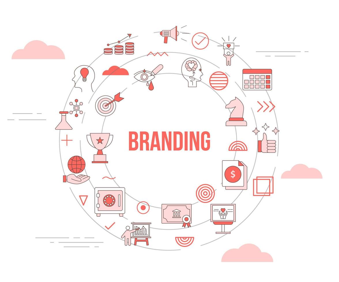 branding concept with icon set template banner and circle round shape vector