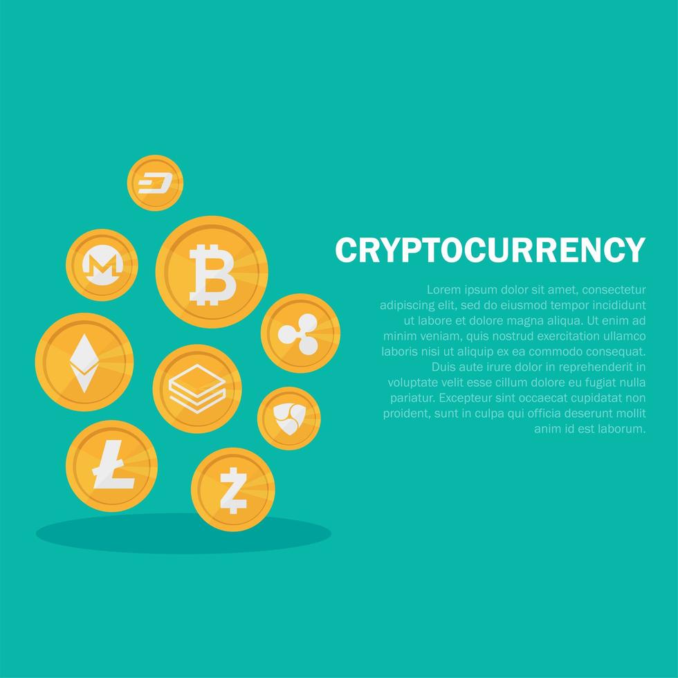 Cryptocurrency on blue background, digital currency, futuristic digital money vector