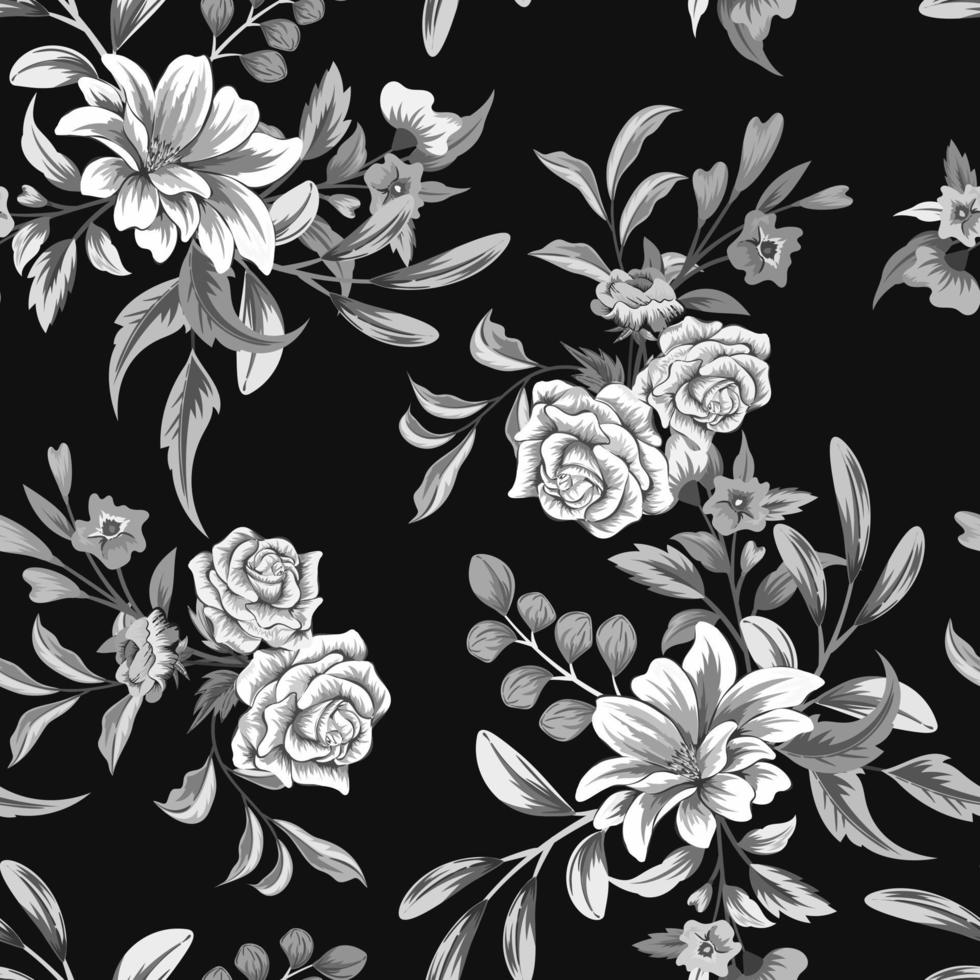 Classical seamless pattern with botanical floral design illustration. vector