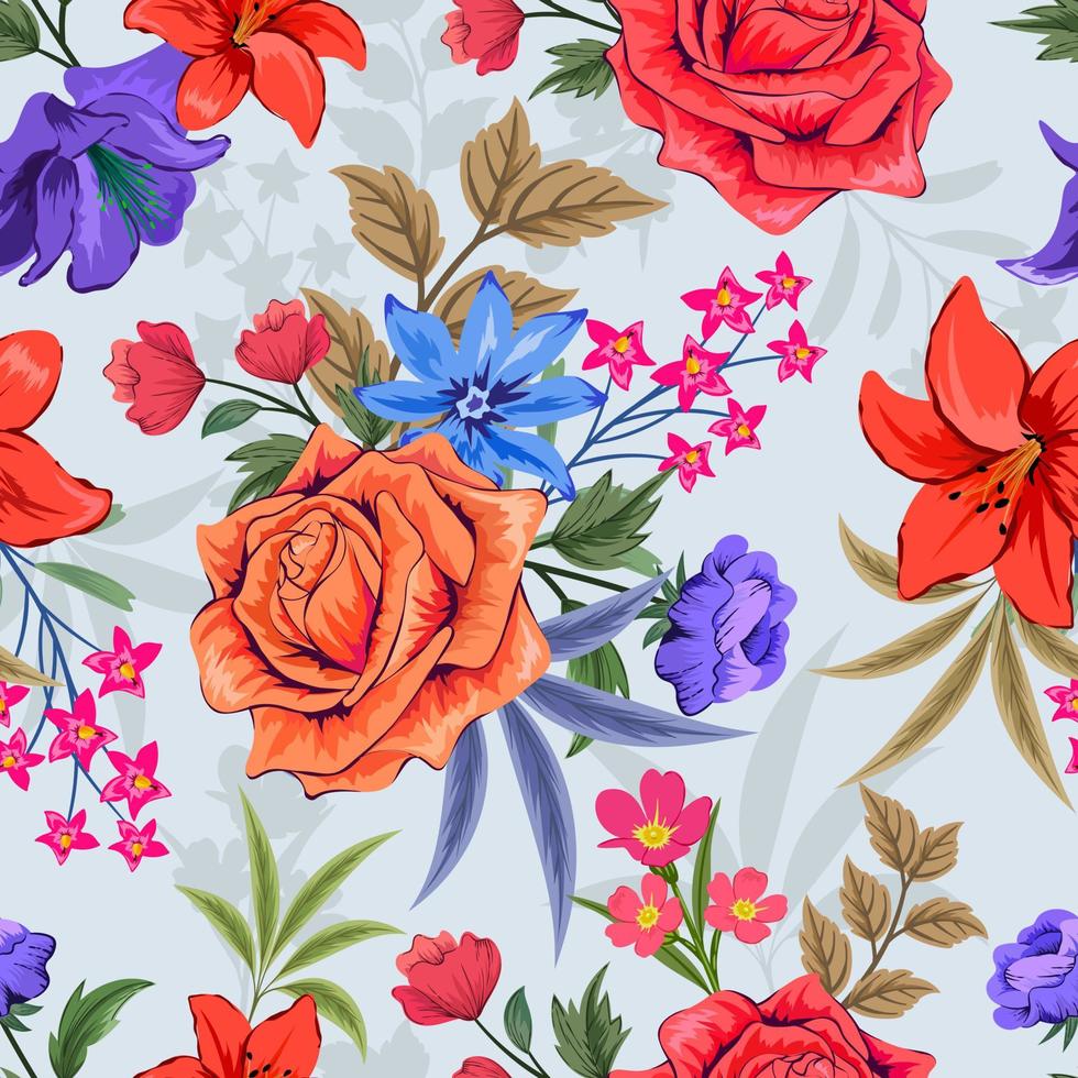 Elegant colorful seamless pattern with botanical floral design illustration. vector