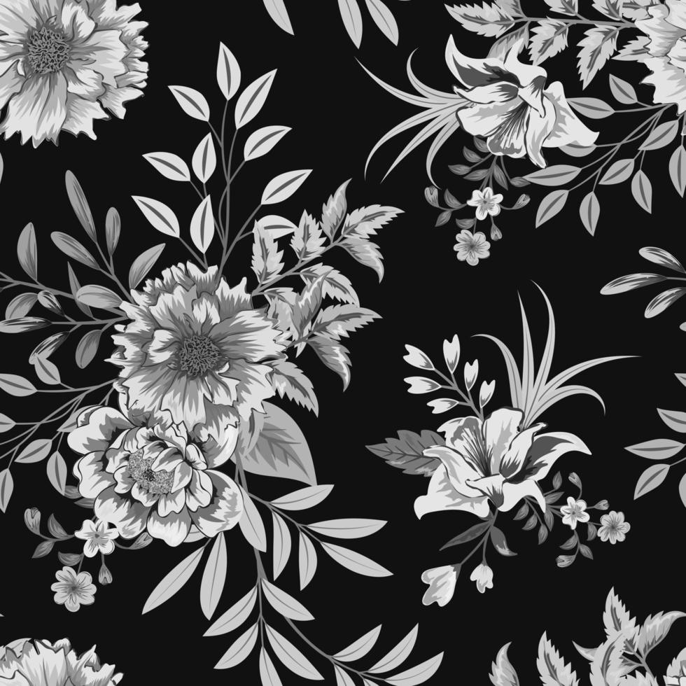 Classical seamless pattern with botanical floral design illustration. vector