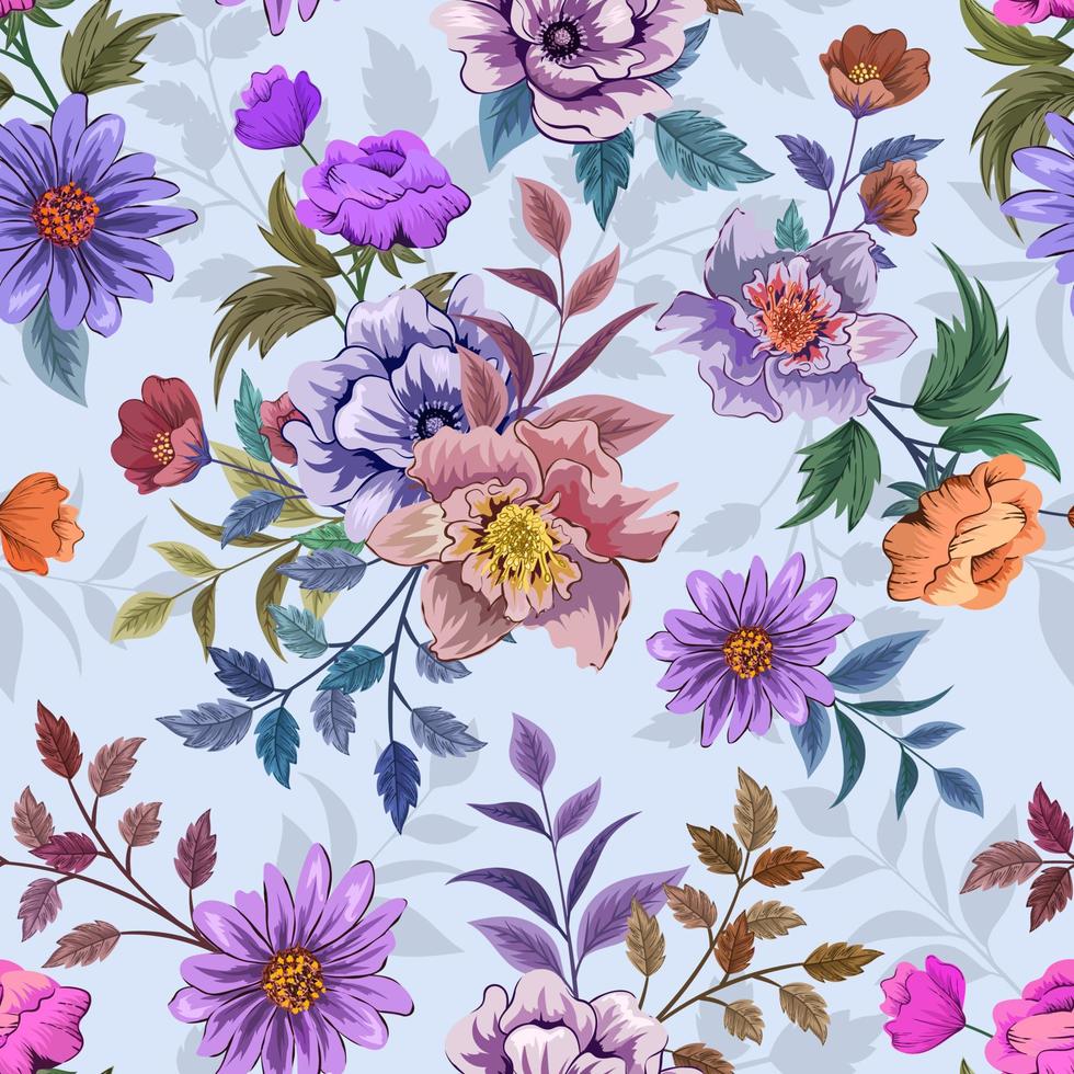 Elegant colorful seamless pattern with botanical floral design illustration. vector