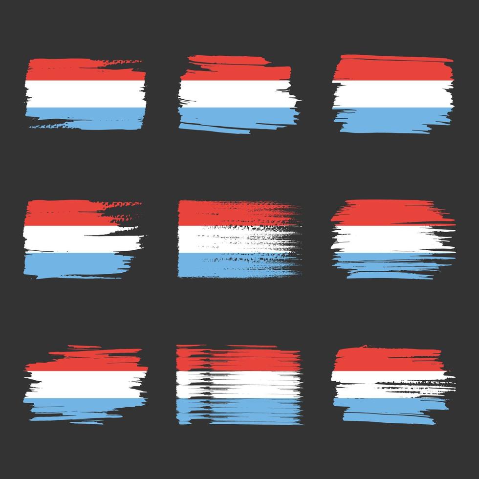 bandera de luxemburgo trazos de pincel pintado vector