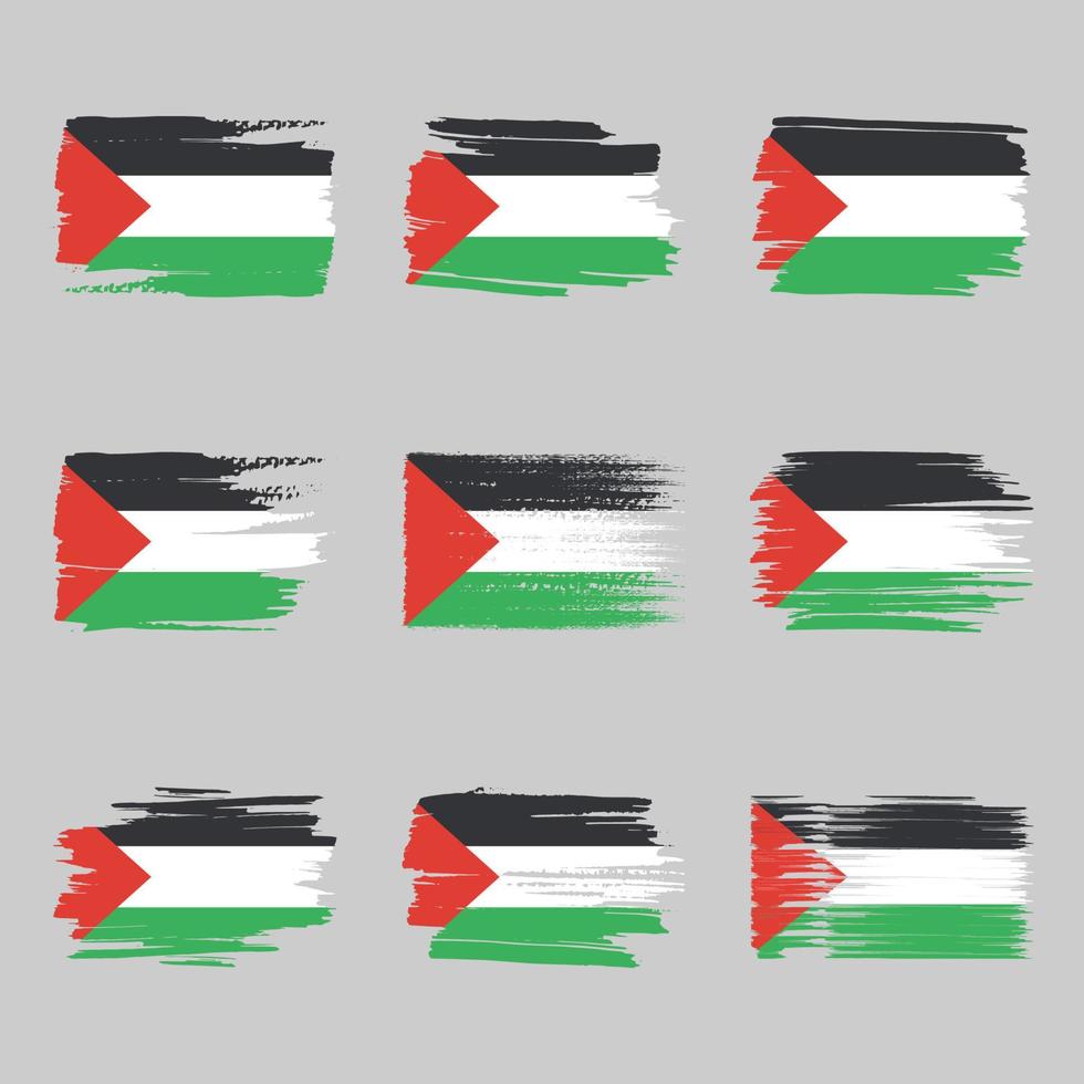 trazos de pincel de bandera de palestina pintados vector