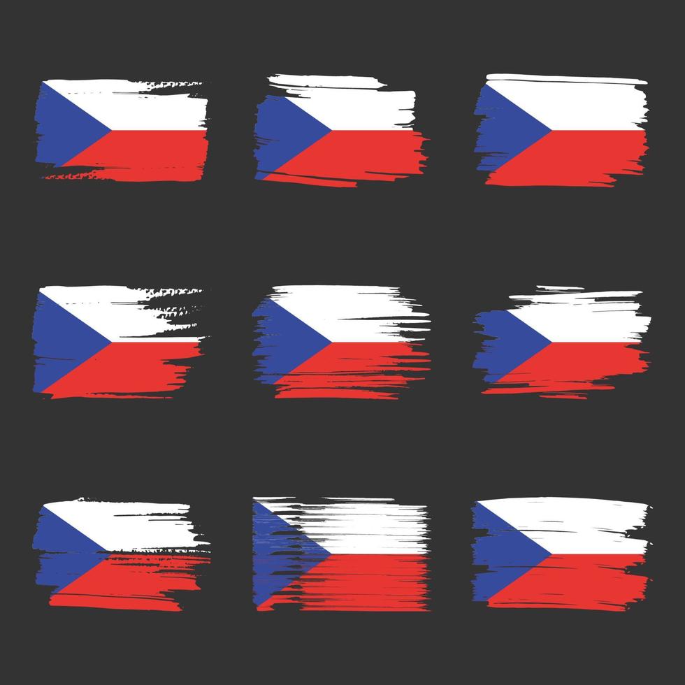 Czech Republic flag brush strokes painted vector