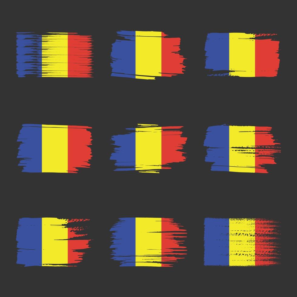 Romania flag brush strokes painted vector