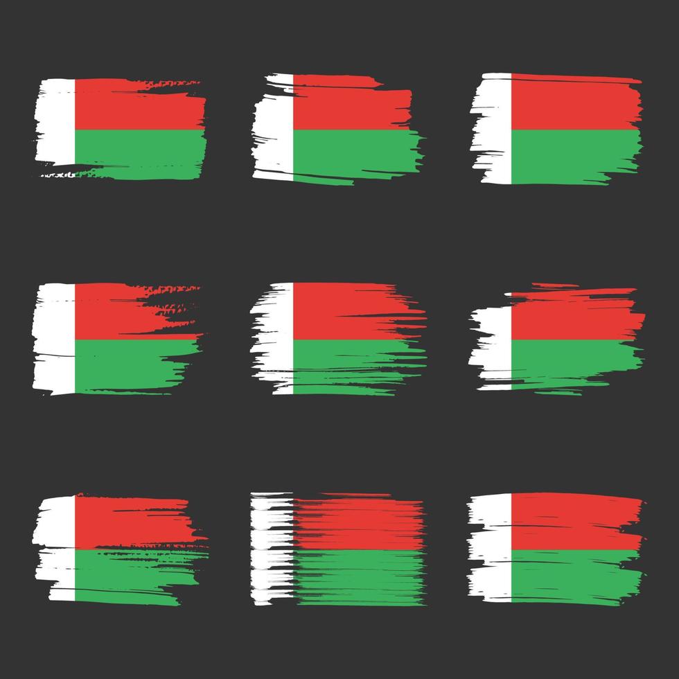 trazos de pincel de bandera de madagascar pintados vector