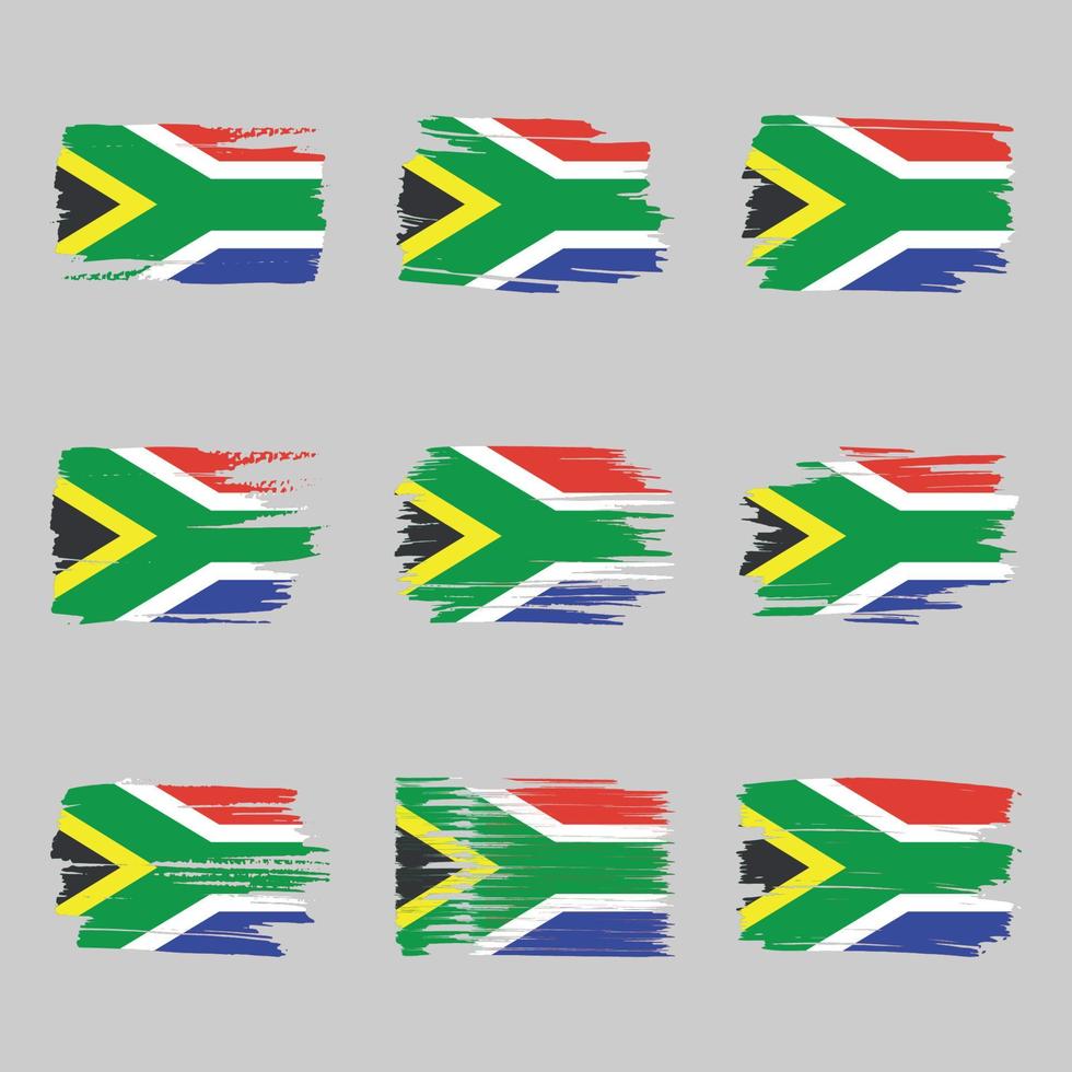 trazos de pincel de bandera de sudáfrica pintados vector
