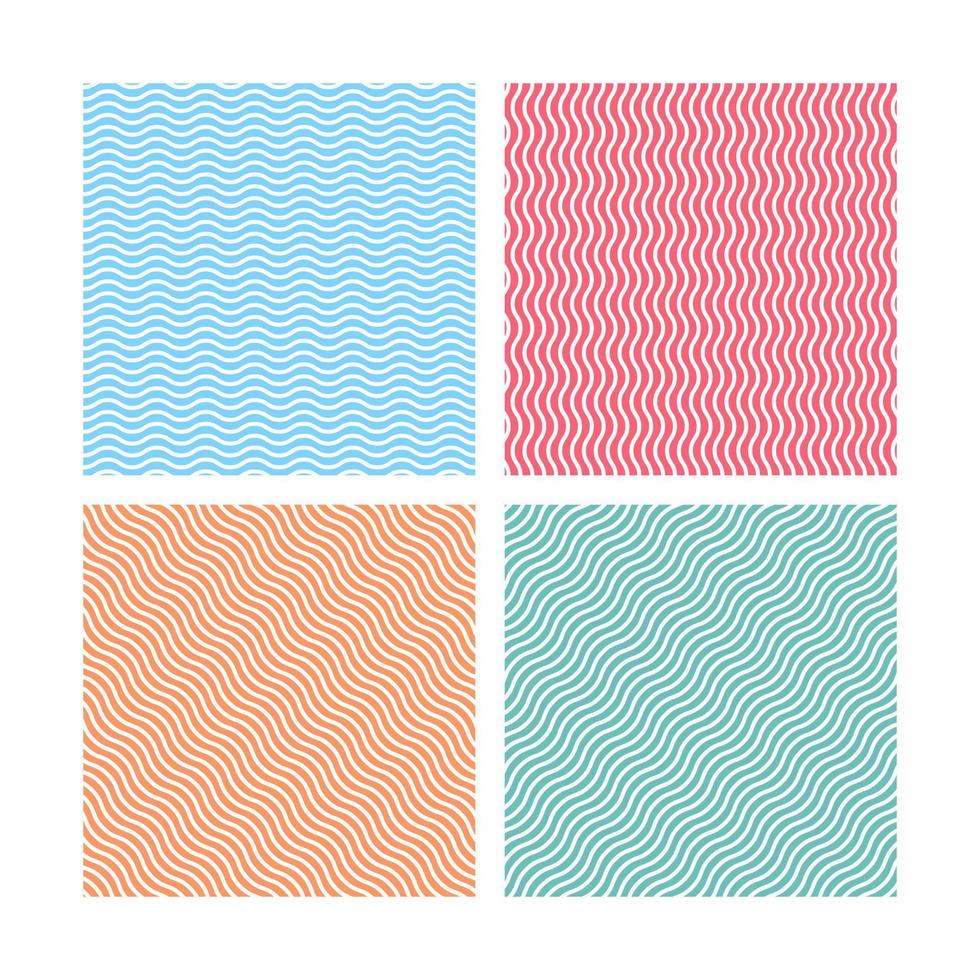Wavy lines seamless pattern design set vector
