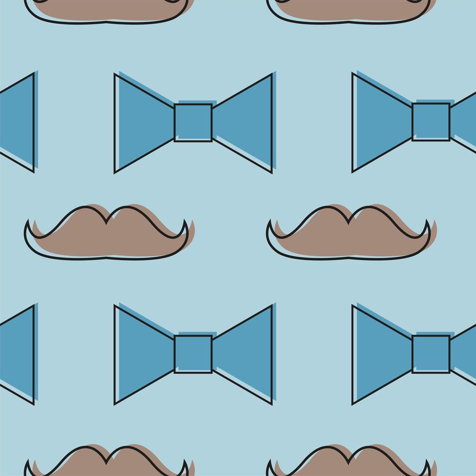 Mustache, Bow tie seamless pattern. Fathers Day holiday repeating texture vector