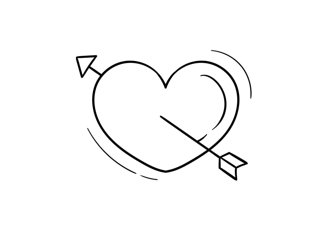 hand drawing heart and arrow vector