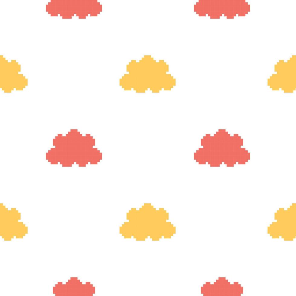 seamless pattern of colorful clouds with pixel theme style vector