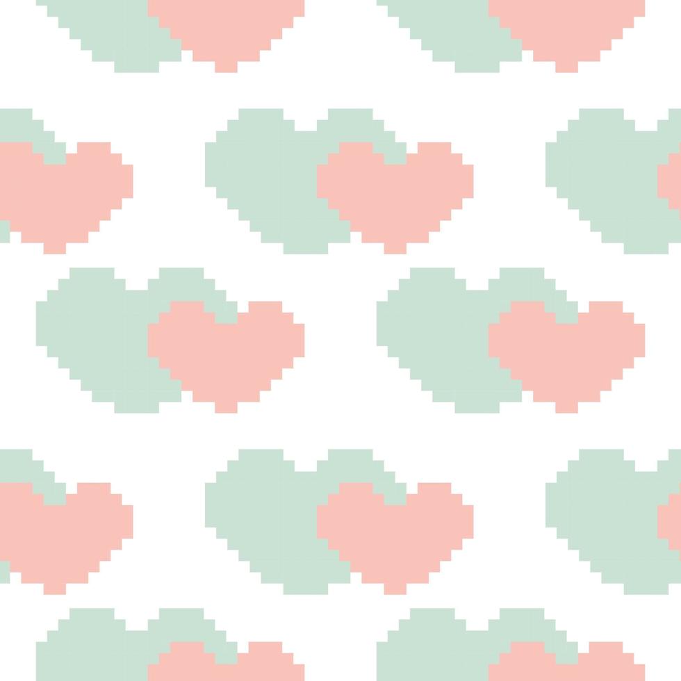 heart seamless pattern with pixel style vector