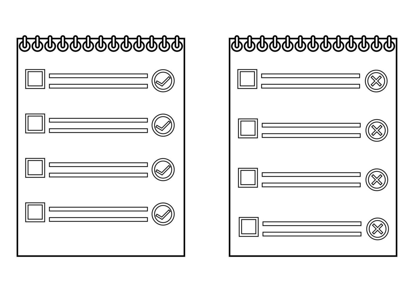 el diseño del esquema del informe de tareas completado y sin terminar vector