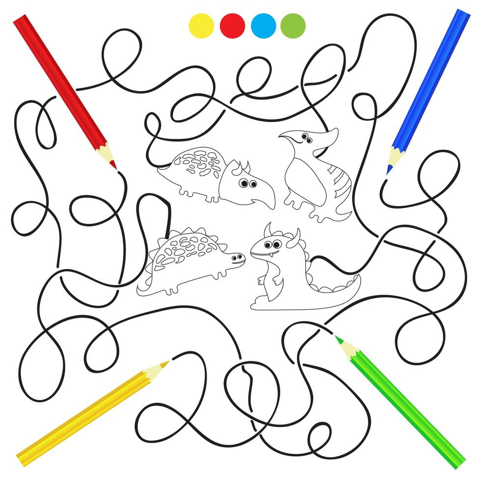 Libro para colorear con dinosaurios ilustración vectorial vector