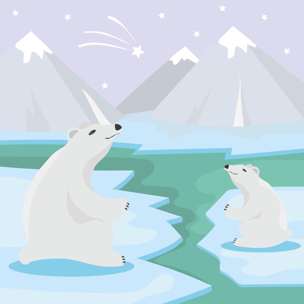 International Polar Bear Day poster. Illustration of cute Polar Bears vector