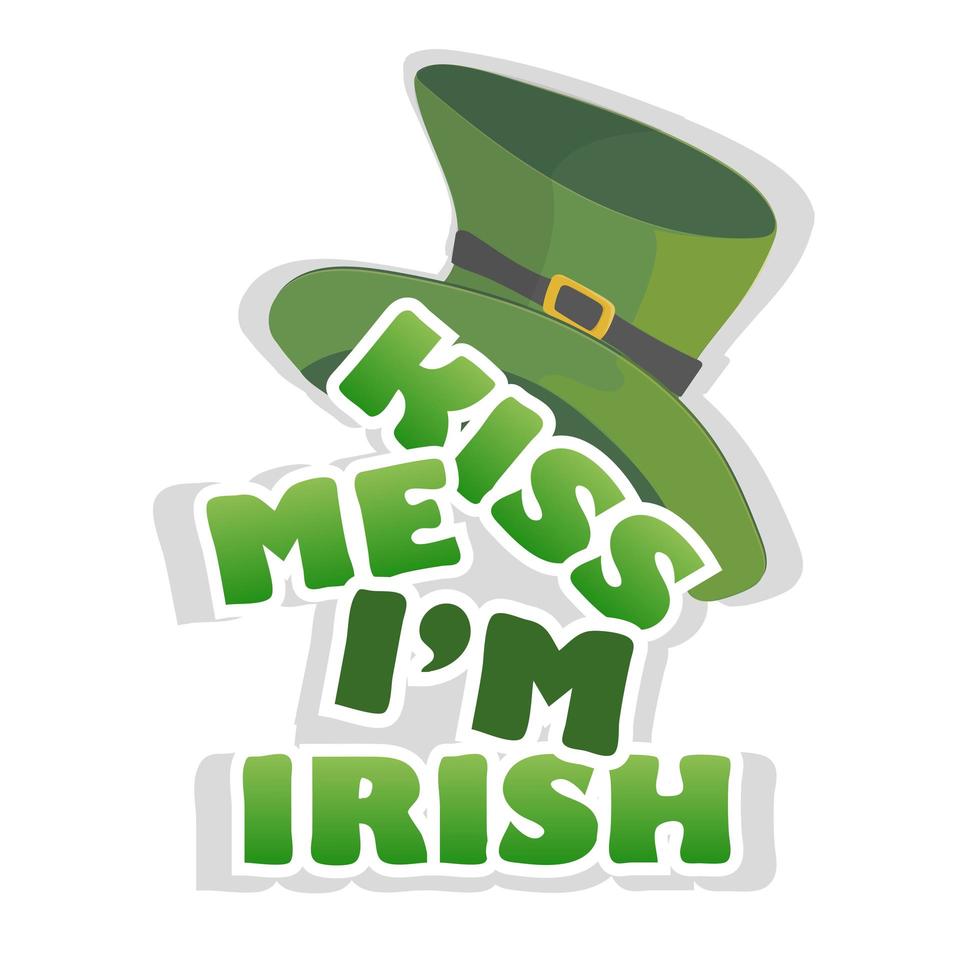 Kiss me Im Irish - design with leprechaun hat. celebration of St Patricks Day vector