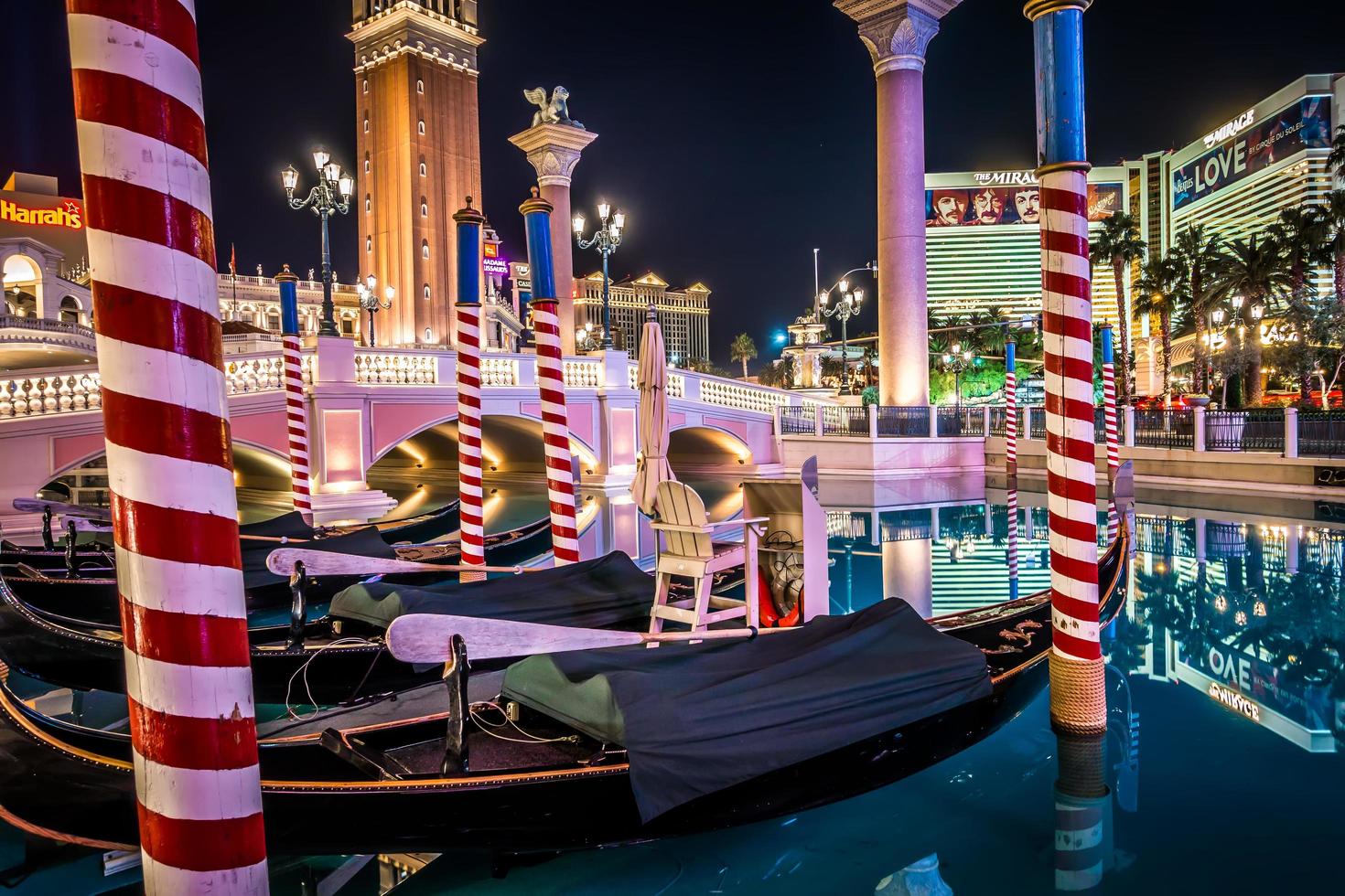 Las Vegas, Nevada- Evening city lights and street views photo