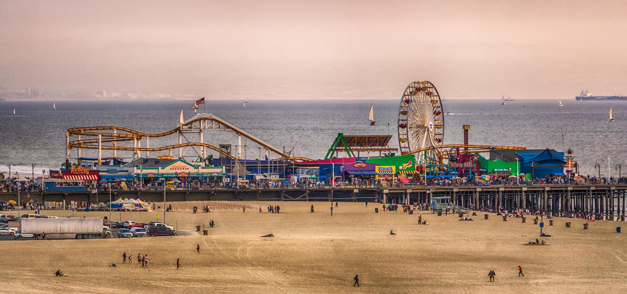 Santa Monica, CA, USA - Pier at sunset photo