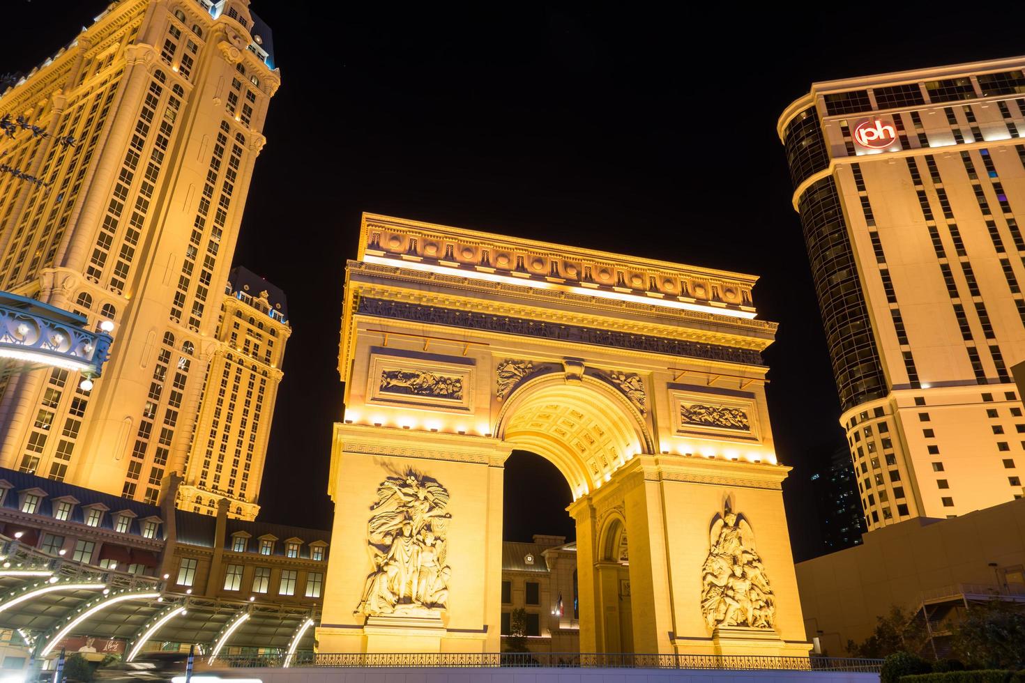 Las Vegas, Nevada- Evening city lights and street views photo