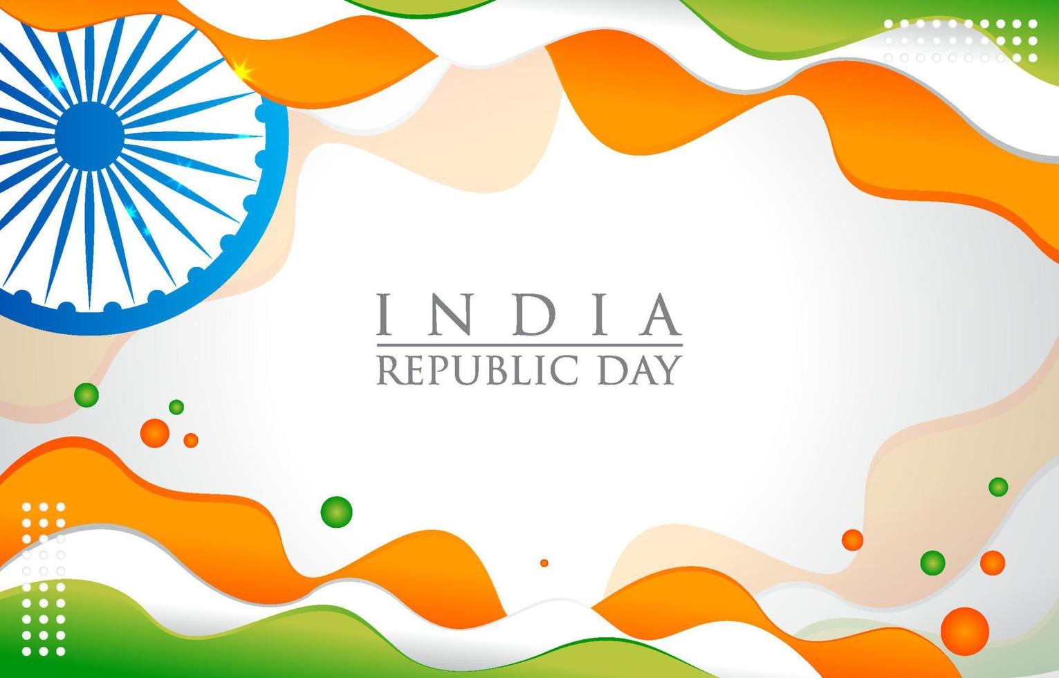 día de la república de india con fondo de bandera tricolor ondeando vector