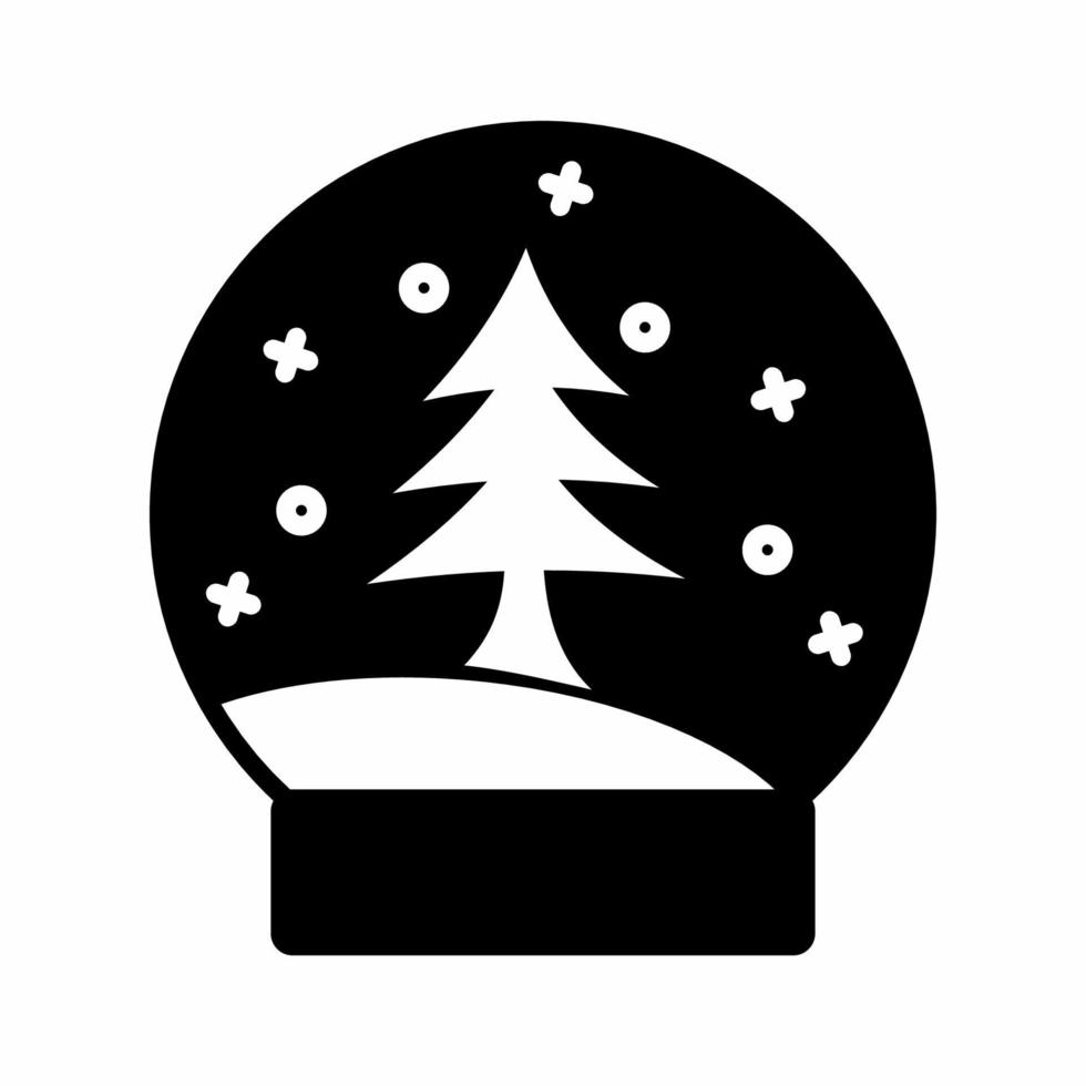 icono de globo de nieve blanco y negro vector