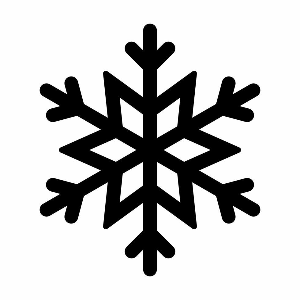 icono de copo de nieve blanco y negro vector