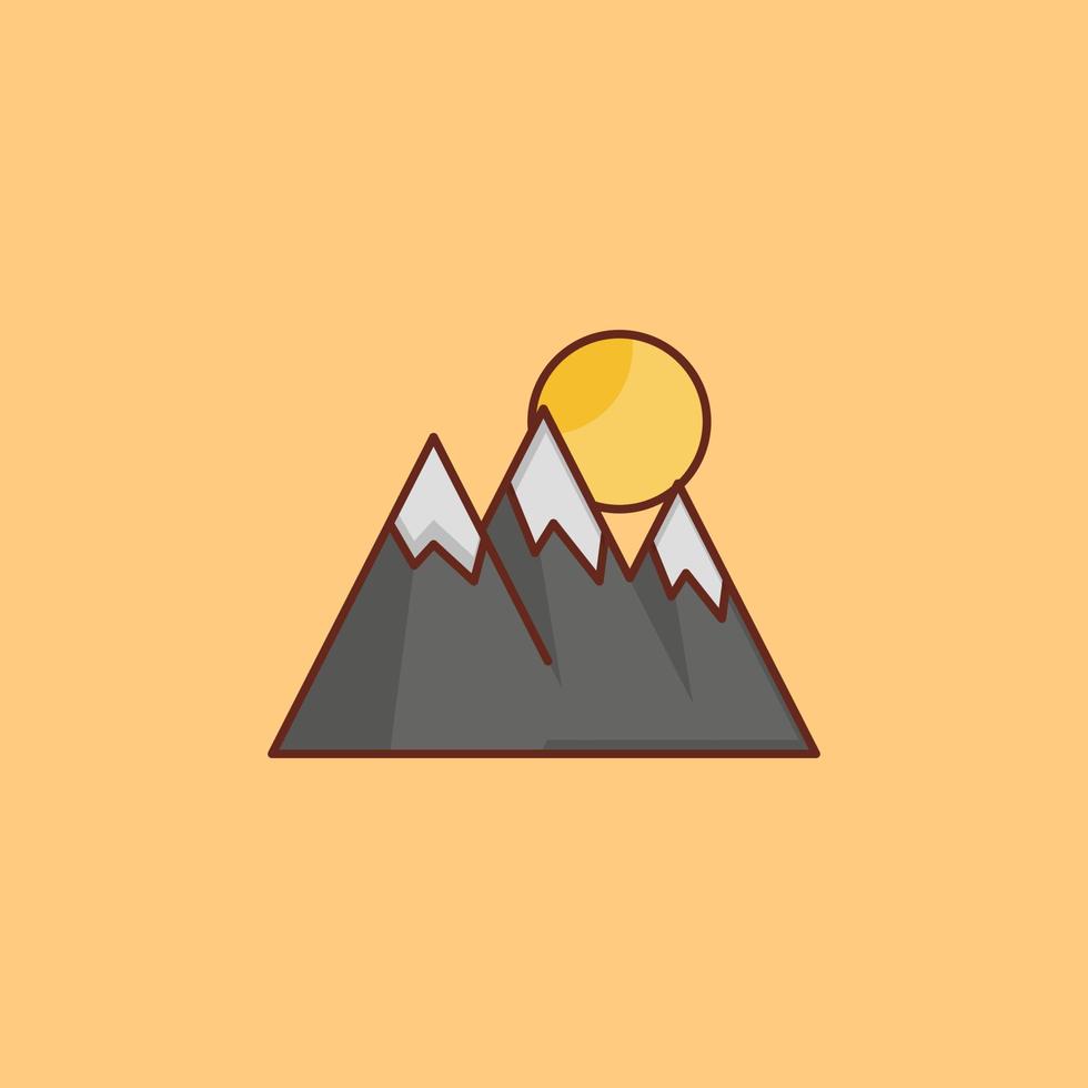 mountain color line icon vector