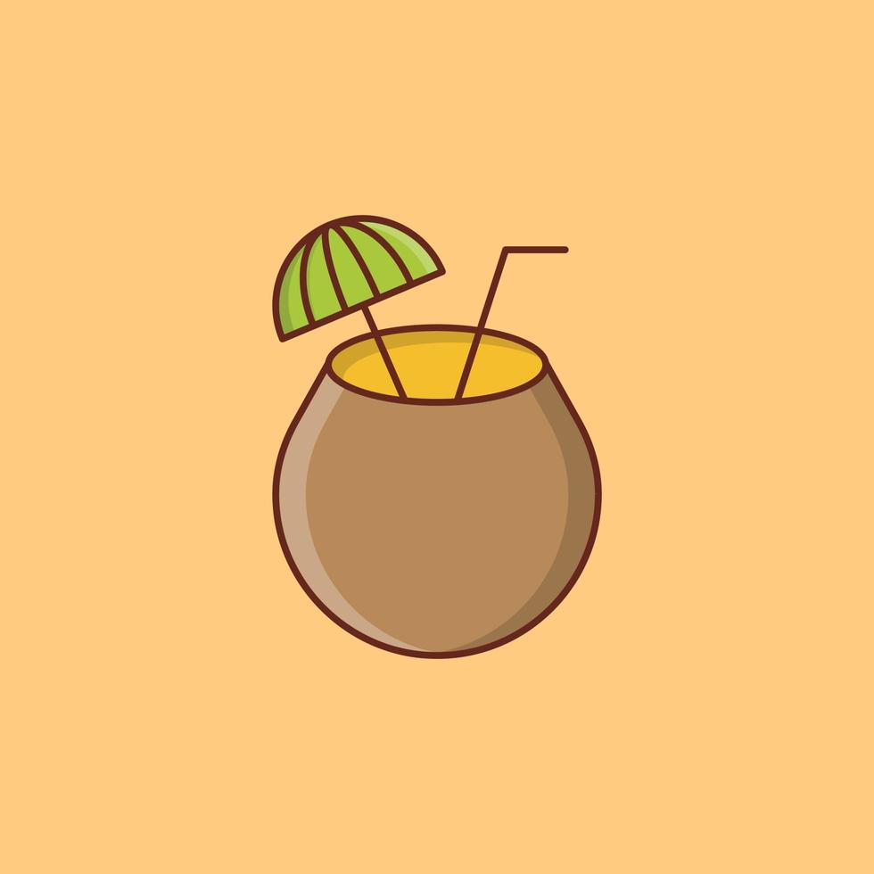 icono de línea de color de agua de coco vector