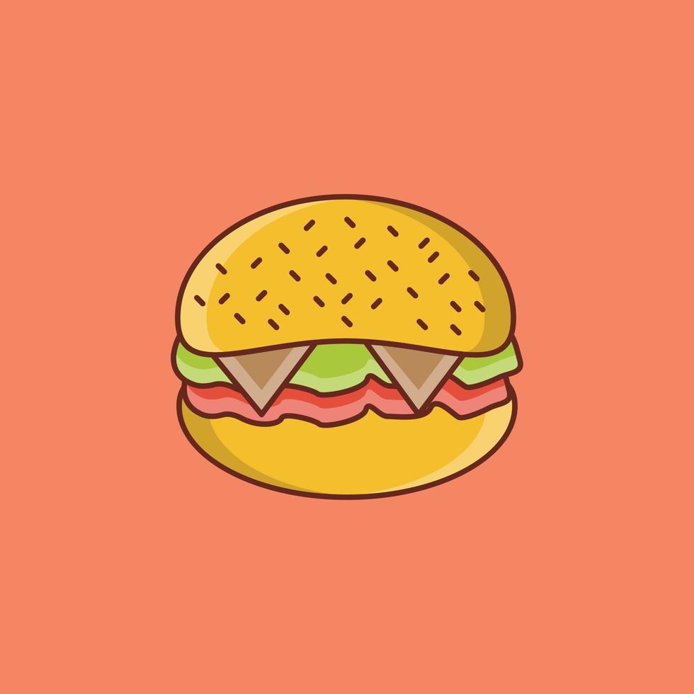 burger color line icon vector