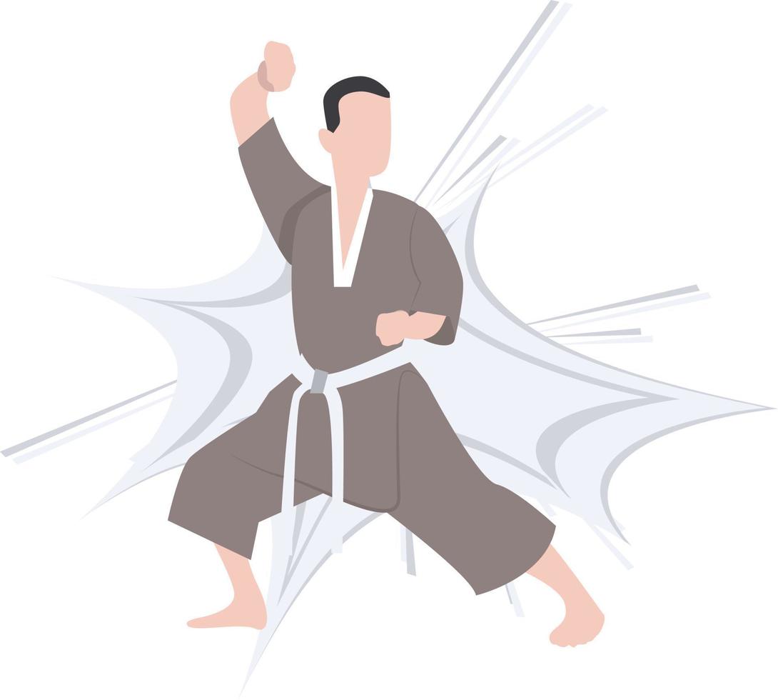 A karate man doing karate in competition and championships. vector