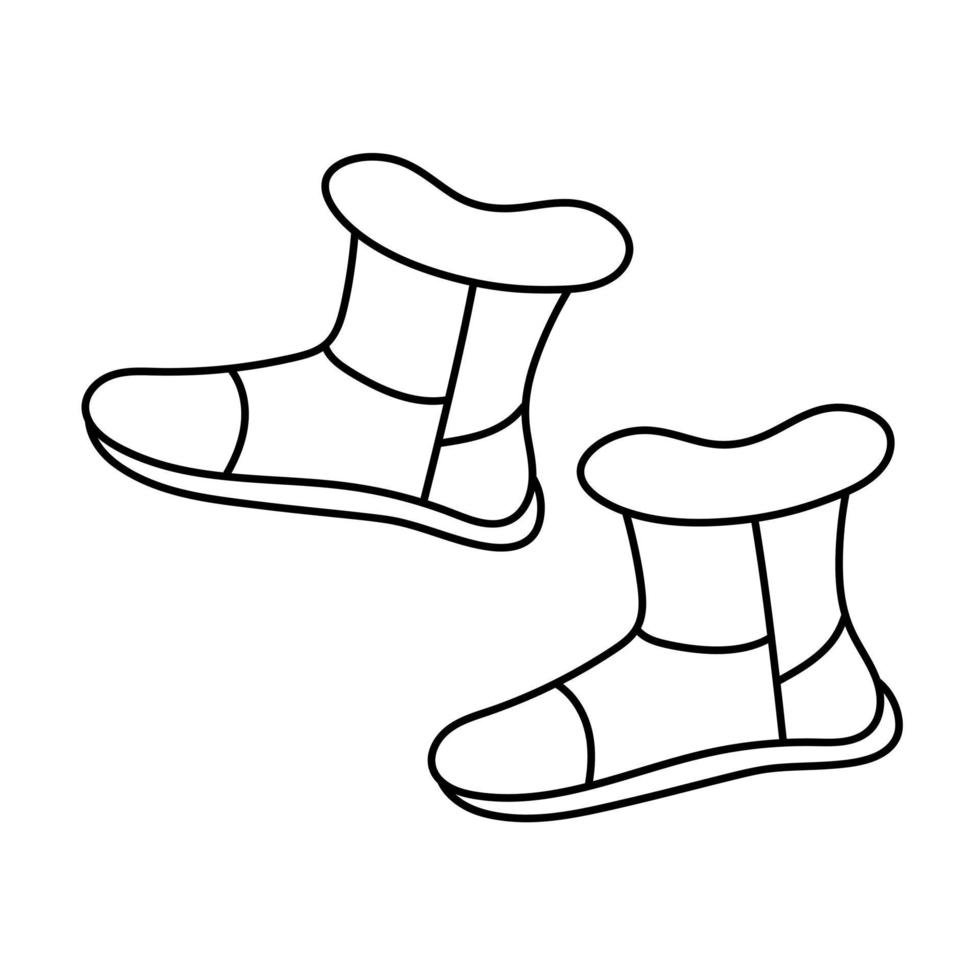Winter ugg boots in doodle style. vector