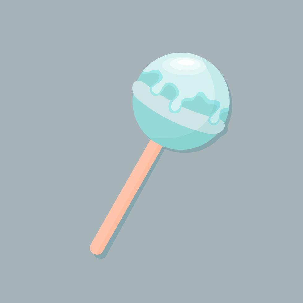 Lollipop Chupa-Chups in sweet glaze. Pastel blue colored. vector