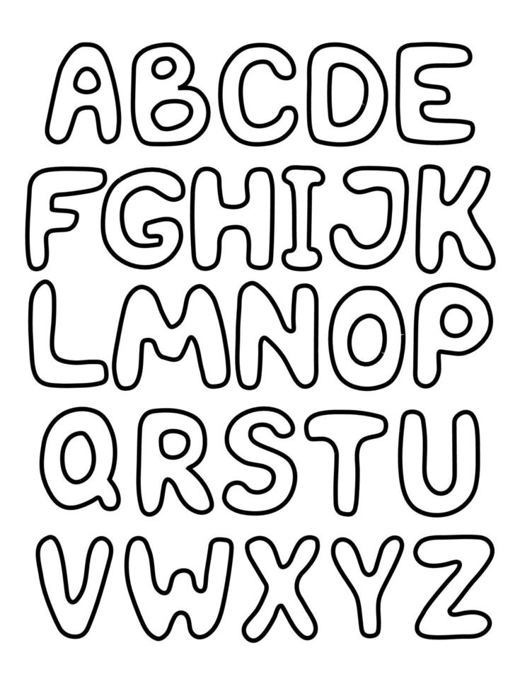 Vector illustration. Black and white hand-drawn alphabet. 4582246 ...