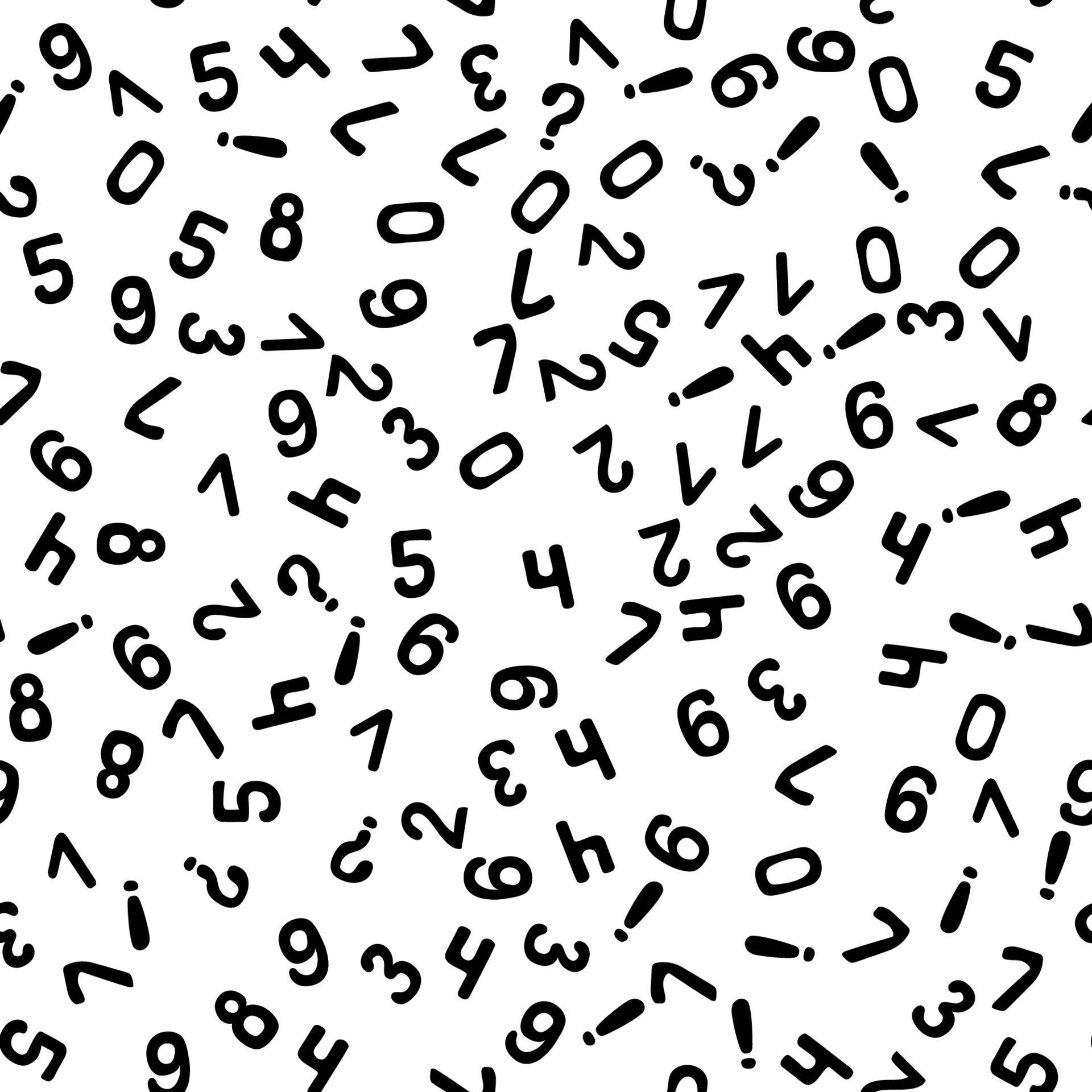 Vector illustration. Seamless pattern of black numbers on white
