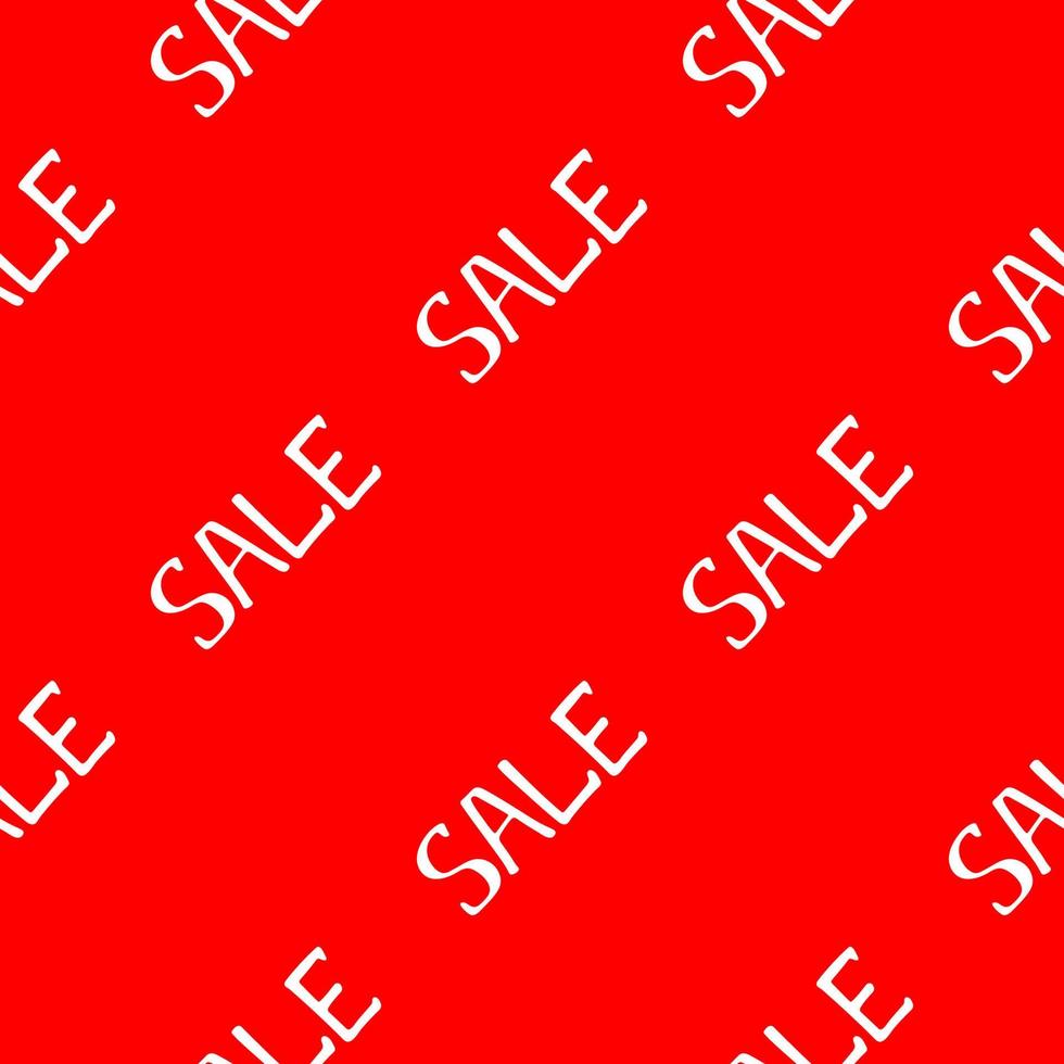 Vector illustration. Seamless pattern SALE white inscription on a red background.