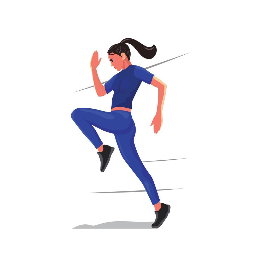 ilustración vectorial con niña corriendo linda vector