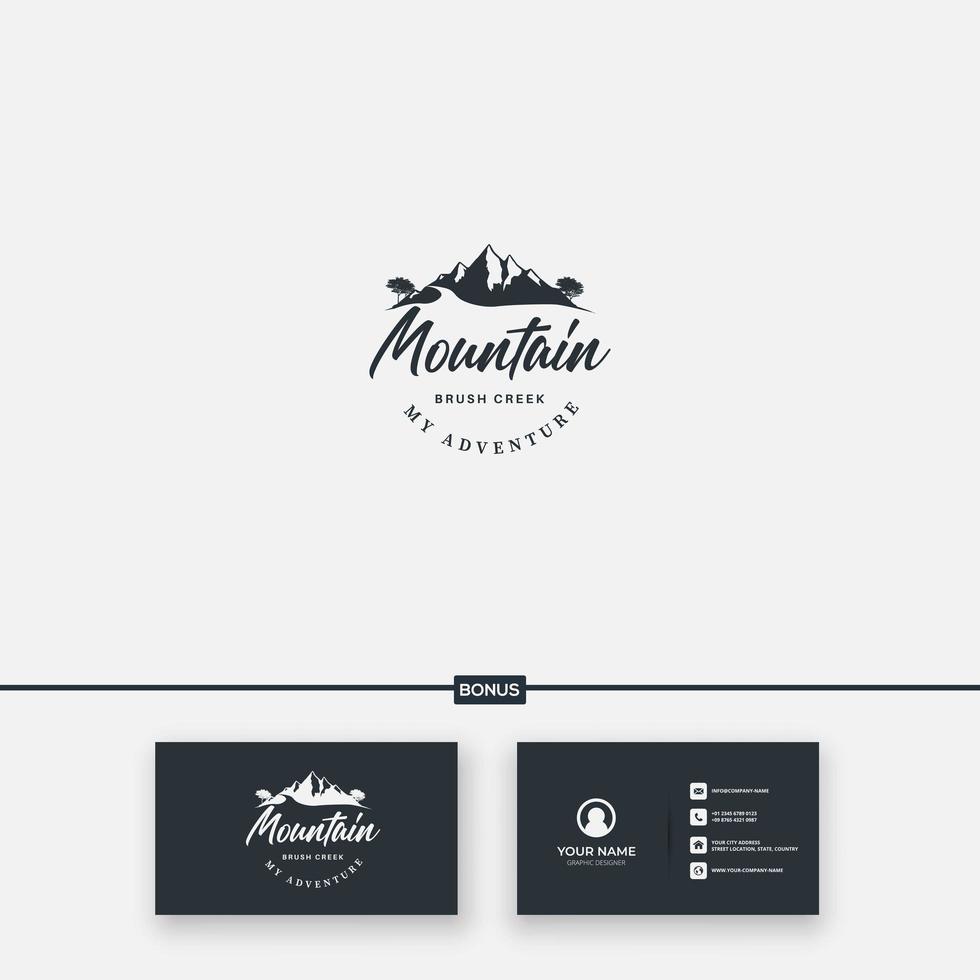 paisaje montaña natural al aire libre clásico logo vector